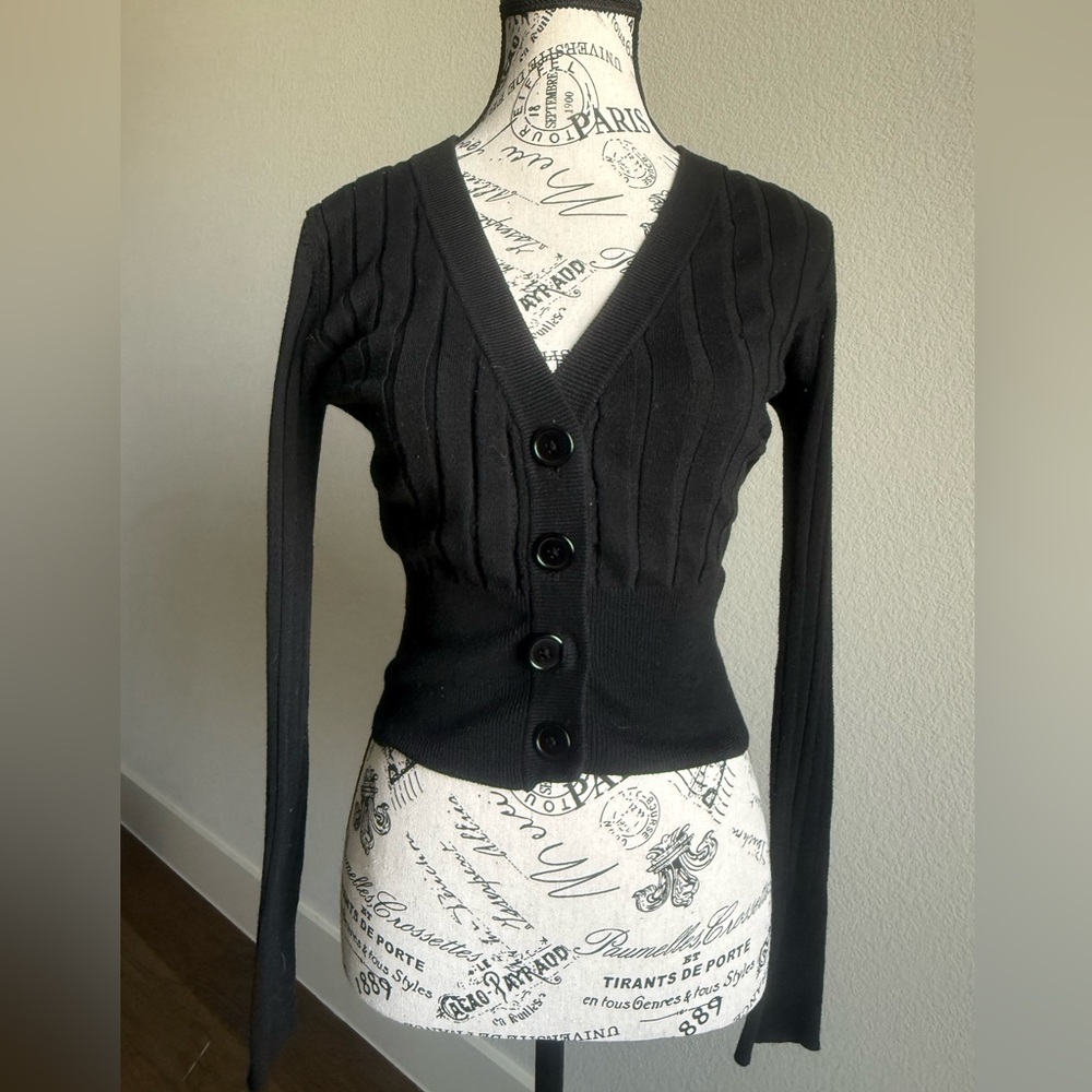Say What? Black Button-Up Women's Cardigan